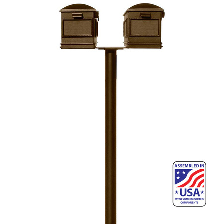 QUALARC The Hanford TWIN (no scrolls) Lewiston mailbox post system HPNS2-000-LM-BRZ